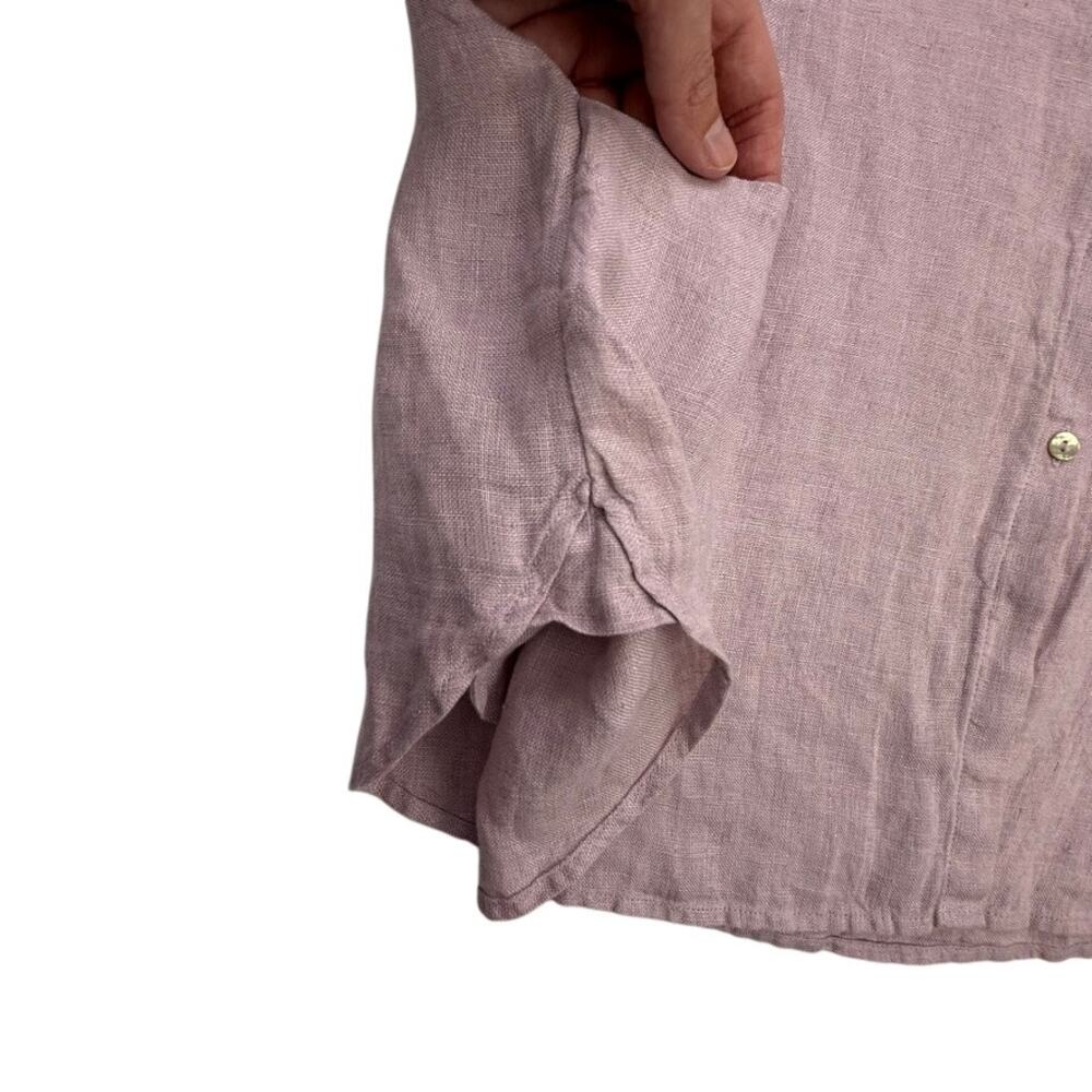 Sigrid Olsen 100% Linen Tunic Shirt M Mauve Pink Roll Tab Pockets Lagenlook - Picture 9 of 14